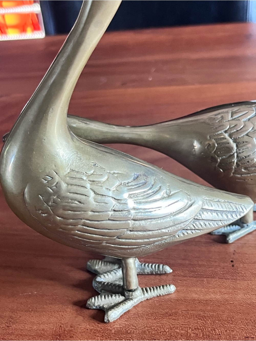 Vintage Brass Goose Figurines Set of 2 Mid Century Hollywood Regency Decor 9” - Picture 9 of 16
